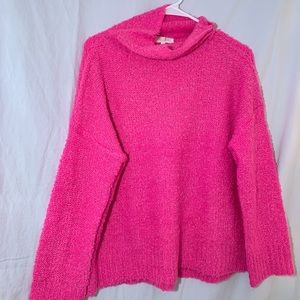Pink Oversized Turtle Neck Sweater